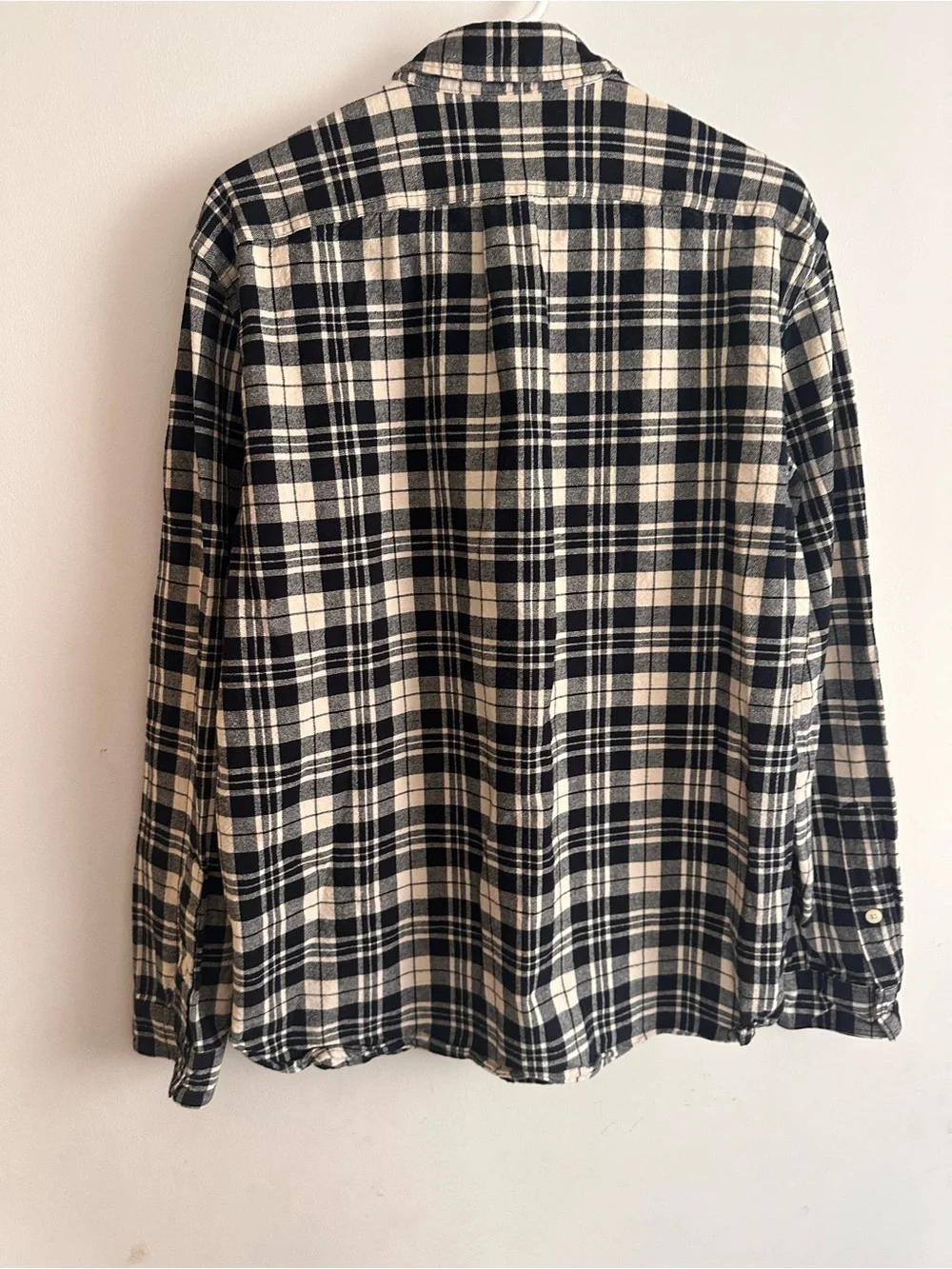 J. Crew Black and Cream Plaid Button-Up Shirt-100% cotton.
